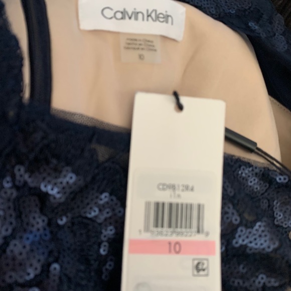 Calvin Klein Blue Halter Neck Beaded Bodice Gown Size 6 - Picture 13 of 13